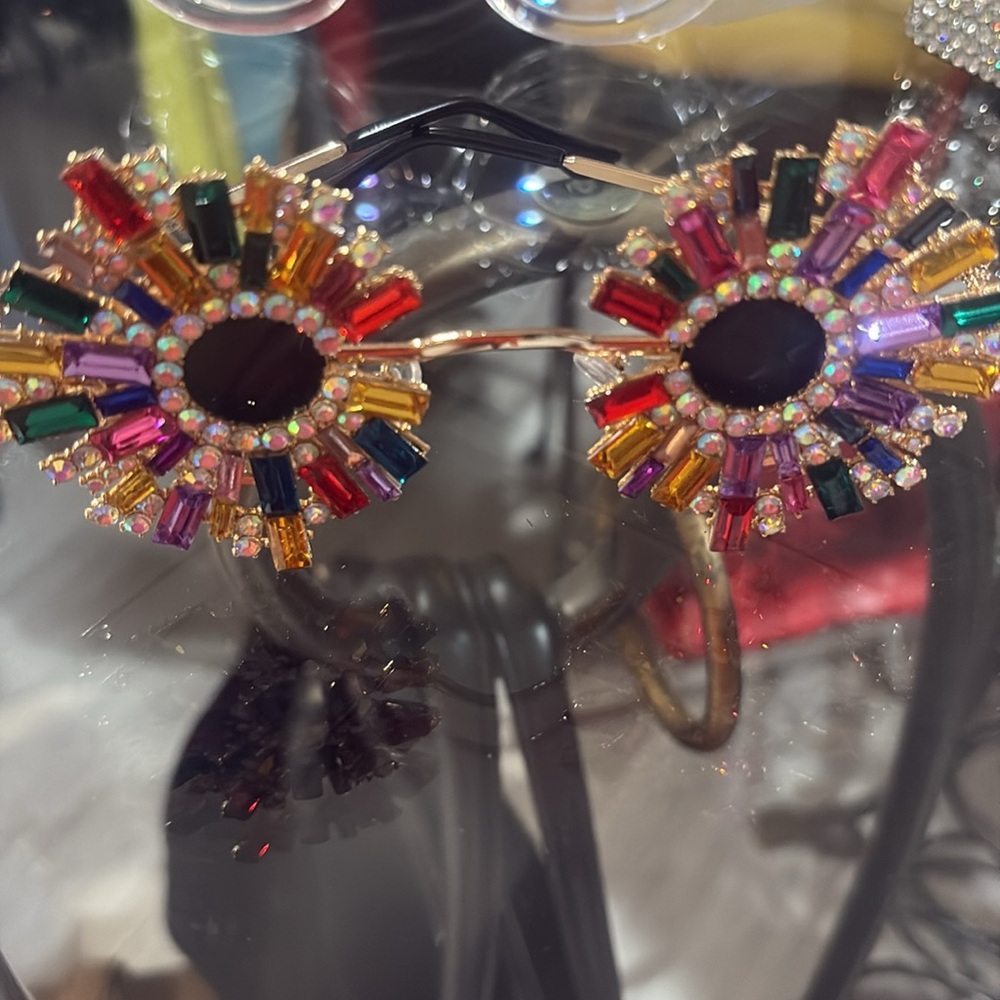 Colorful Rhinestone Sunglasses - Picture 2 of 2